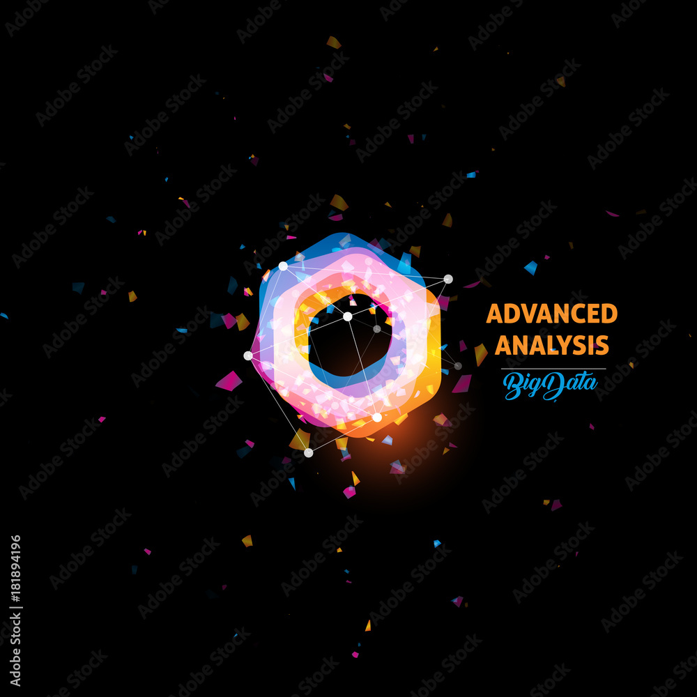 Aufkleber advanced analysis, big data logo, light bulb abstract vector icon. isolated orange and blue color po