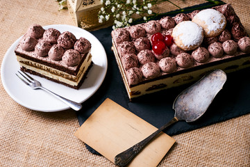 Homemade Christmas tiramisu cake