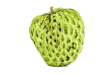 Fresh Custard Apple or Ripe Sugar Apple Fruit ( Annona, sweetsop) Isolated on white background on with clipping path / well-branched tree or shrub that bears edible fruits healthy eating / thai fruit