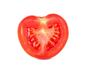 Fresh tomato slice on white background
