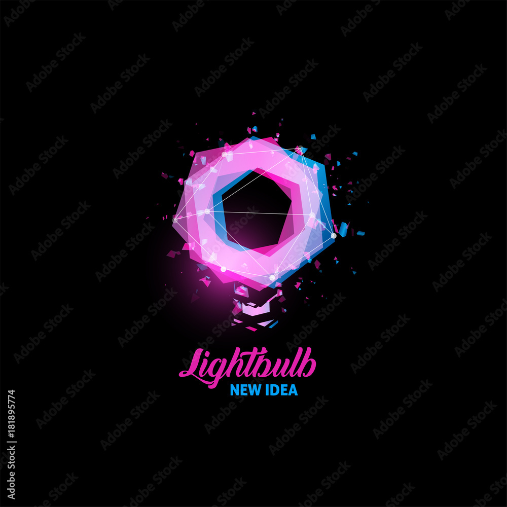 Aufkleber lightbulb, new idea logo, light bulb abstract vector icon. isolated purple and blue color polygons s