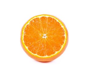 Slice of fresh orange isolated on white background