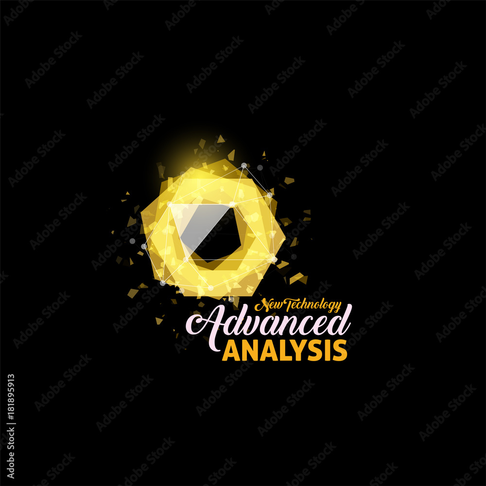 Poster new idea logo, light bulb abstract vector icon. isolated yellow color polygons shape, stylized lamp 