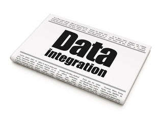 Data concept: newspaper headline Data Integration on White background, 3D rendering
