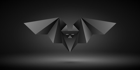 czarny nietoperz origami wektor - obrazy, fototapety, plakaty