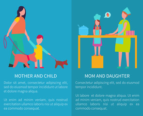 Mother and Daughter Cooking Isolated Illustration