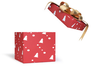 red gift box open on white background christmas holiday new year concept 3d rendering