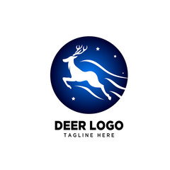 circle Jump fast deer at sky logo