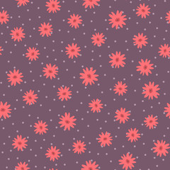 Repeated cute abstract flowers. Floral seamless pattern.