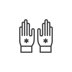 Obraz premium Winter wool gloves line icon, outline vector sign, linear style pictogram isolated on white. Symbol, logo illustration. Editable stroke