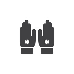 Winter wool gloves icon vector, filled flat sign, solid pictogram isolated on white. Symbol, logo illustration.