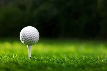 Foto auf Acrylglas Golfball am Abschlag bereit zum Abschuss © bohbeh
