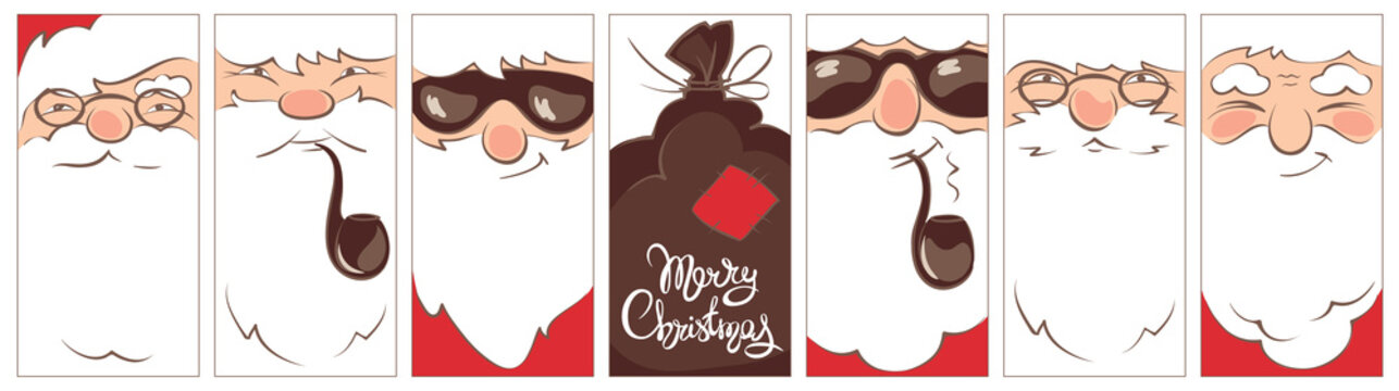 Set Christmas label / Collection vector illustrations of Santa Claus
