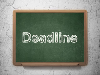 Finance concept: text Deadline on Green chalkboard on grunge wall background, 3D rendering