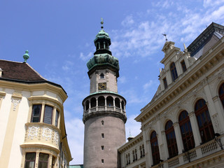 Fototapeta na wymiar Old fire tower in Sopron Hungary 