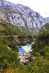 Fototapeta na wymiar beautiful landscape of a rocky mountain river, top view,