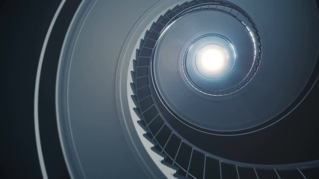 Spiral stair to the light.

Seamless loop. 4k rendering.