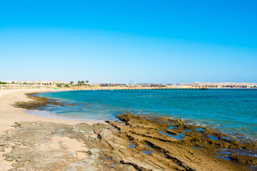 Landscape of sandy beach in Egypt