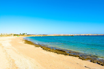 Landscape of sandy beach in Egypt