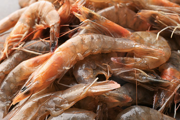 Fresh shrimps as background