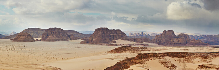 Valley in the Sinai desert with sand dunes and mountains © sandsun