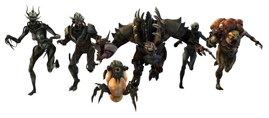 Cyborgs monsters 3d illustration