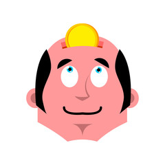 Head of piggy bank. Businessman and coin. Business concept investing in knowledge. Vector illustration