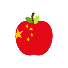 Apple China flag. Chinese National Fruit. Vector illustration