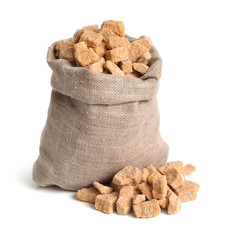 Brown cane sugar. Isolated on white background.