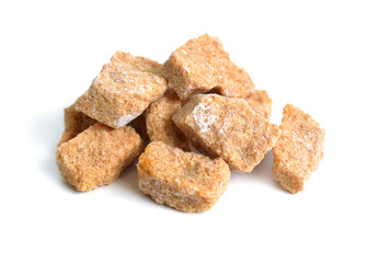 Brown cane sugar. Isolated on white background.