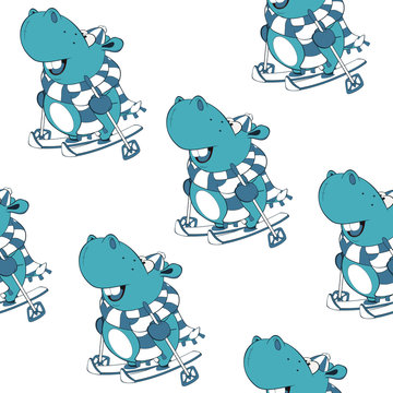 A background with hippos.  seamless pattern 