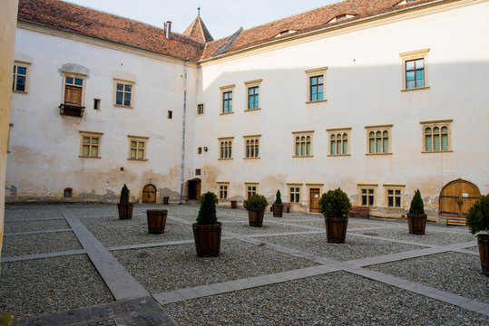 the inner courtyard of the medieval fagarasi fortress