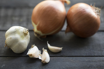 Still Life with Shallots and Garlic