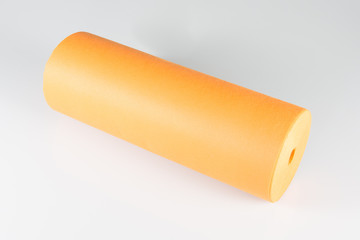 orange paper napkin on white background