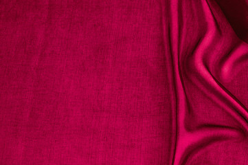 Texture, background, pattern. Red transparent fabric. Organza Silk Fabric Hand Dyed Madder Pale...