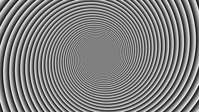 Psychedelic spiral in black and white. Hypnotic twirl vortex hypnotic spiral background. 