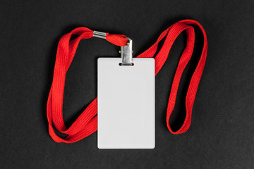 Empty card ID / icon with an orange belt on a black background. Space for text