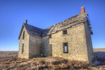 abandoned stone house of Dr. William B. Jones near Florence, Kansas - obrazy, fototapety, plakaty