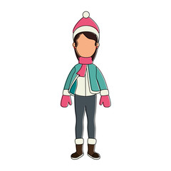 beautiful woman with winter clothes vector illustration design