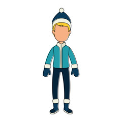 young man with winter clothes vector illustration design