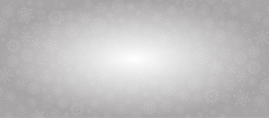 Elegant winter silver banner with snow. Christmas, new year vector surface