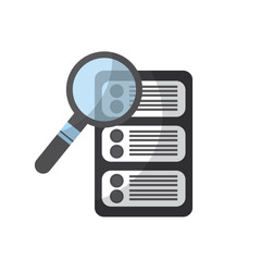 data base center server magnifier search system technology vector illustration