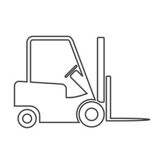 Naklejka premium Line Forklift icon, Forklift truck side and front silhouette