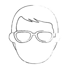 young man with glasses head avatar character vector illustration design