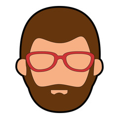 young man with glasses head avatar character vector illustration design