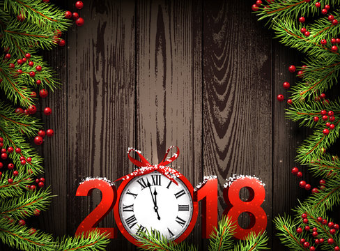 Wooden 2018 New Year background.