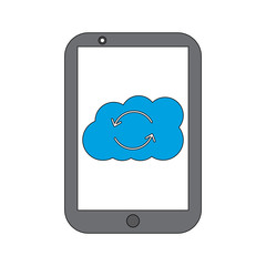 mobile cloud storage hosting system process vector illustration