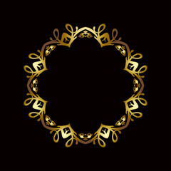 Elegant vector frame with place for text. Gold floral border