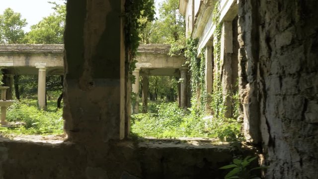 Walking in the abandoned building in Tskaltubo, Georgia