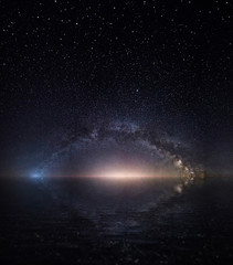 Milky way and starry sky. panorama of the night sky